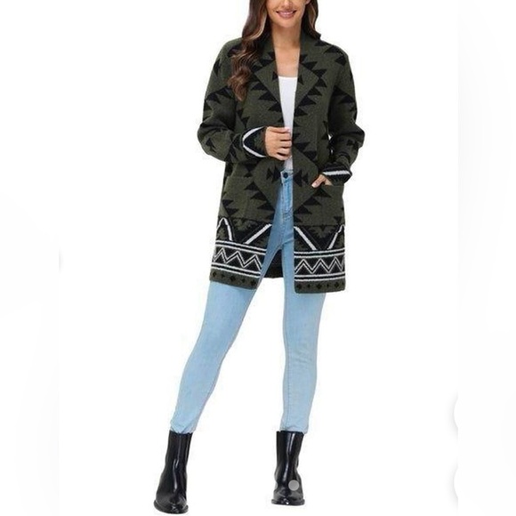 Frye “The Cozy Cardigan” Native American Design Open Cardigan Small EUC! - Picture 2 of 12